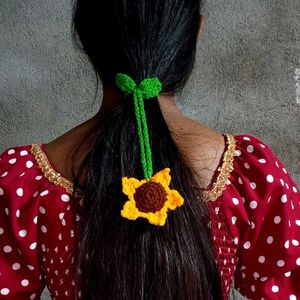 Handmade Crochet Sunflower Hair Tie