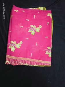 Vibrant Pink Floral Saree