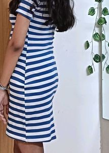 Blue & White Striped Casual Dress