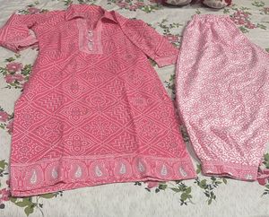 Pink Bandhani Kurta Set