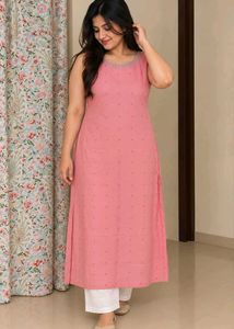 Pink sleeveless Kurta