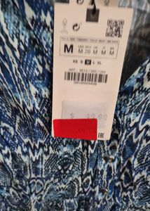 Blue Abstract Print V-Neck Dress