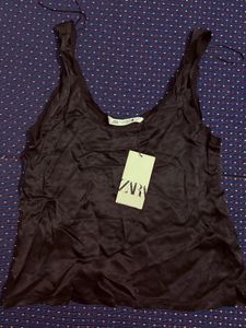 Zara Black satin Camisole Top