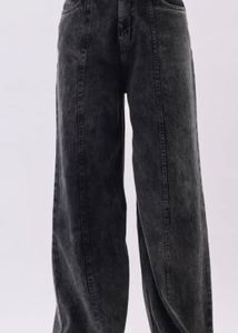 charcoal grey wide leg jean