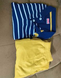 Striped Long Sleeve Polo Shirt with Car Applique