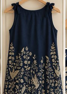 Charming Navy Blue Floral Dress