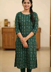 Green Printed Kurta