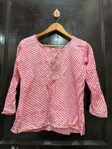 Elegant Pink Striped Kurta