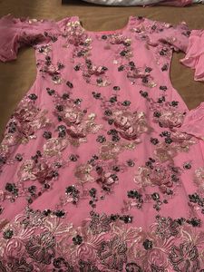 Pink Tiered Palazzo Pants by and embroidered party