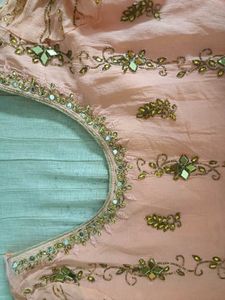 ✨ Peach Embellished Party Kurti( suit)