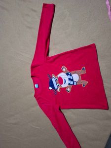 Girls' Red Christmas Reindeer Long Sleeve Top