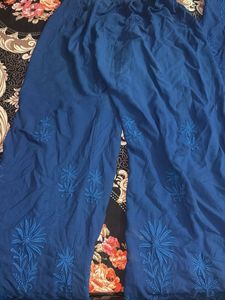 Blue Embroidered chikankari kurta set