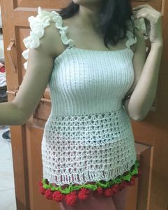Crochet Crop Top with Ruffle Straps