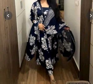 Navy Blue Printed Kurta with Palazzo
