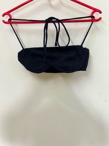Black Ribbed Bikini Top