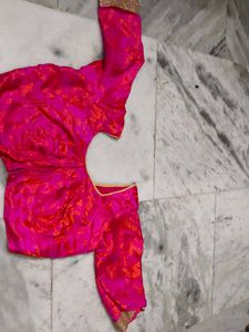 Vibrant Pink Brocade Blouse customised in botique