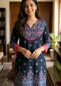 Beautiful Printed black and pink Kurta