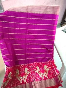 Cotton blend saree with blouse( back open)