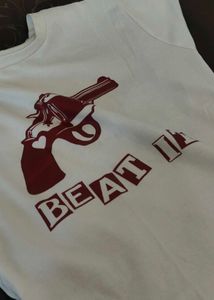 White Crop Top with Gun Graphic