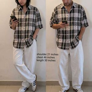 UNISEX Retro Plaid Short Sleeve Shirt
