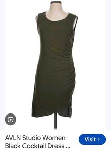 Olive Green Ruched Dress