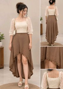 Brown Asymmetrical Layered Skirt 🤎