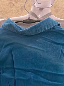 Elegant Embroidered Teal Button-Down