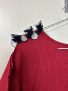Red Cotton Cold Shoulder Maxi Dress