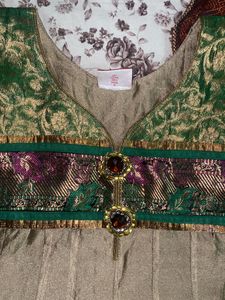 Green With Copper Anarkali Suit