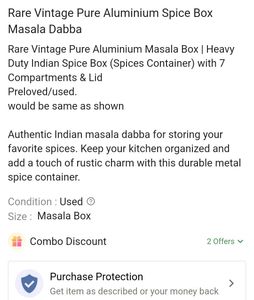 Rare Vintage Pure Aluminium masala box