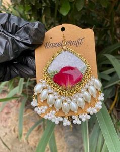 Exquisite Floral Resin Earrings with Pearl Drops