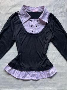 Cute Black &amp; Lilac Layered Top
