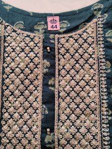 Embroidered Teal Kurta Set Green 💚