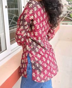 Maroon Printed Kurta