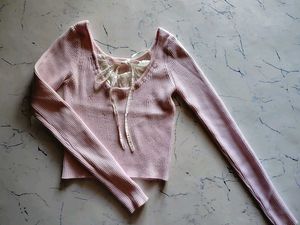 Pink Ribbed Long Sleeve Top