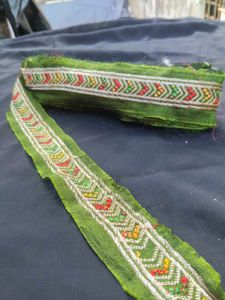 Embroidered Green Border Trim
