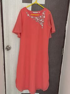 Coral Kurta with Sequins