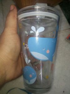 Glass Tumblr with Silicone Straw and Lid for Milk,