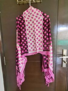 Pink &amp; Black Polka Dot Stole