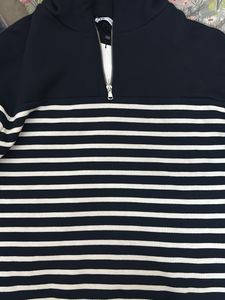 ZARA Striped Hoodie with Zip Detail