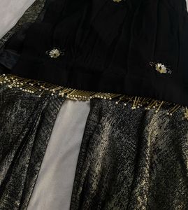 Elegant Black Kurti with Gold glaze Sharar