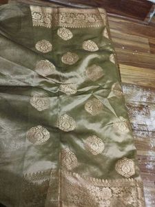 Elegant khaki colour Silk banarasi dupatta