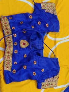maroon and royal blue embellished saree