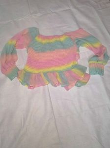 Pastel Rainbow Tie-Dye Ruffle Top