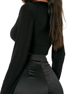 Black Long Sleeve Crop Top