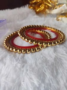 Elegant Gold &amp; Red Bangles