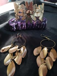 Flower Hair Clip and Earrings Set