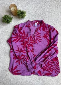 Vibrant Floral Print Button-Up Blouse