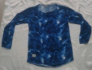 Men's Blue Tie-Dye Long Sleeve T-Shirt