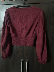 Burgundy Long Sleeve Top-S